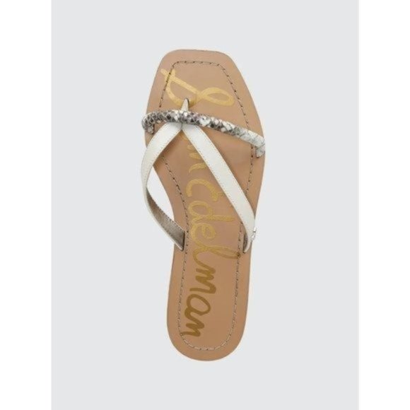 SAM EDELMAN Abbey Flip Flop Sandal in Off White Snake Print - NEW - 6 / 7.5 - Picture 2 of 9